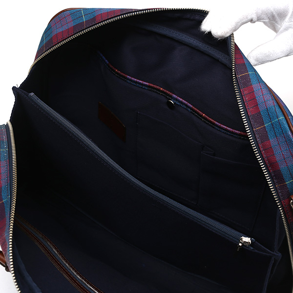  ブリーフケース メンズ ビジネスバッグ チェック柄 ブルー ネイビー 青色 本革 レザー 日本製 カバン 通勤 鞄 フランコ スパダ(Franco Spada)