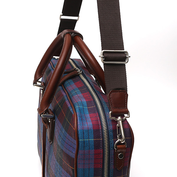  ブリーフケース メンズ ビジネスバッグ チェック柄 ブルー ネイビー 青色 本革 レザー 日本製 カバン 通勤 鞄 フランコ スパダ(Franco Spada)