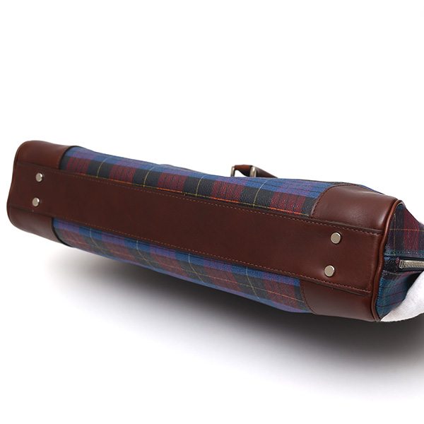  ブリーフケース メンズ ビジネスバッグ チェック柄 ブルー ネイビー 青色 本革 レザー 日本製 カバン 通勤 鞄 フランコ スパダ(Franco Spada)