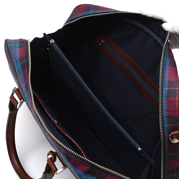  ブリーフケース メンズ ビジネスバッグ チェック柄 ブルー ネイビー 青色 本革 レザー 日本製 カバン 通勤 鞄 フランコ スパダ(Franco Spada)