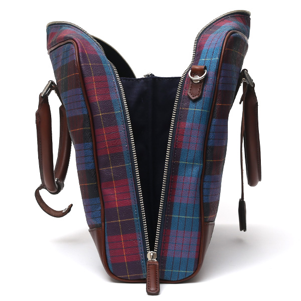  ブリーフケース メンズ ビジネスバッグ チェック柄 ブルー ネイビー 青色 本革 レザー 日本製 カバン 通勤 鞄 フランコ スパダ(Franco Spada)