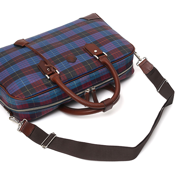  ブリーフケース メンズ ビジネスバッグ チェック柄 ブルー ネイビー 青色 本革 レザー 日本製 カバン 通勤 鞄 フランコ スパダ(Franco Spada)