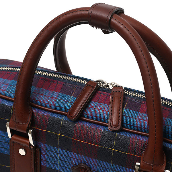  ブリーフケース メンズ ビジネスバッグ チェック柄 ブルー ネイビー 青色 本革 レザー 日本製 カバン 通勤 鞄 フランコ スパダ(Franco Spada)