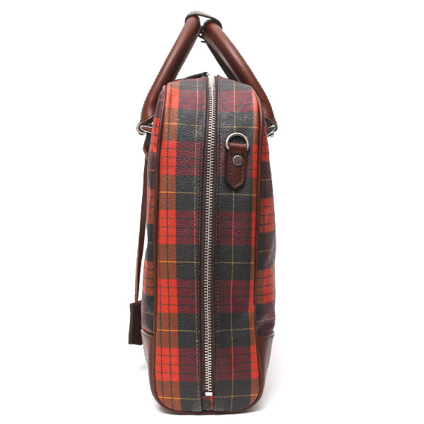  ブリーフケース メンズ ビジネスバッグ チェック柄 オレンジ 橙色 本革 レザー 日本製 カバン 通勤 鞄 フランコ スパダ(Franco Spada)