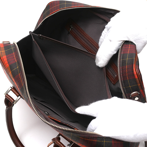  ブリーフケース メンズ ビジネスバッグ チェック柄 オレンジ 橙色 本革 レザー 日本製 カバン 通勤 鞄 フランコ スパダ(Franco Spada)