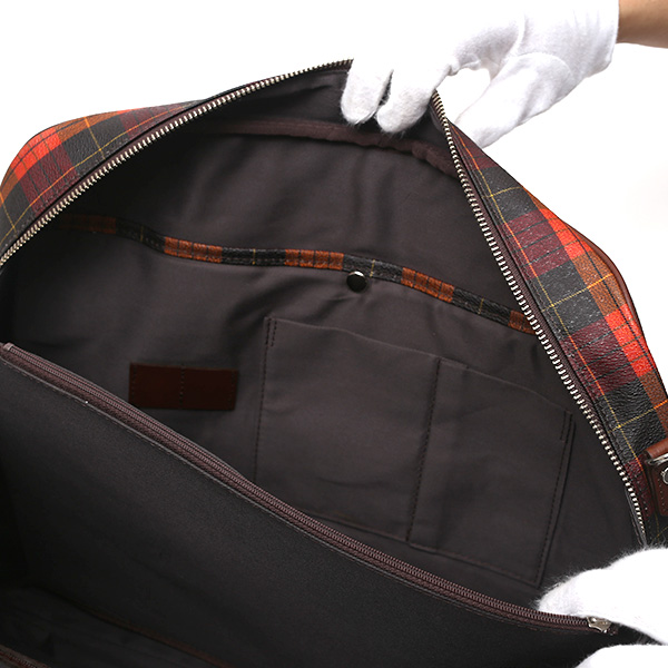  ブリーフケース メンズ ビジネスバッグ チェック柄 オレンジ 橙色 本革 レザー 日本製 カバン 通勤 鞄 フランコ スパダ(Franco Spada)