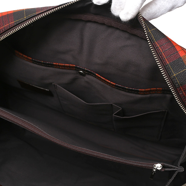  ブリーフケース メンズ ビジネスバッグ チェック柄 オレンジ 橙色 本革 レザー 日本製 カバン 通勤 鞄 フランコ スパダ(Franco Spada)