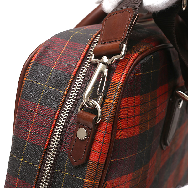  ブリーフケース メンズ ビジネスバッグ チェック柄 オレンジ 橙色 本革 レザー 日本製 カバン 通勤 鞄 フランコ スパダ(Franco Spada)