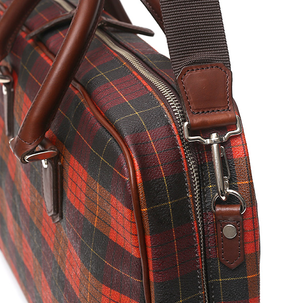 ブリーフケース メンズ ビジネスバッグ チェック柄 オレンジ 橙色 本革 レザー 日本製 カバン 通勤 鞄 フランコ スパダ(Franco Spada)