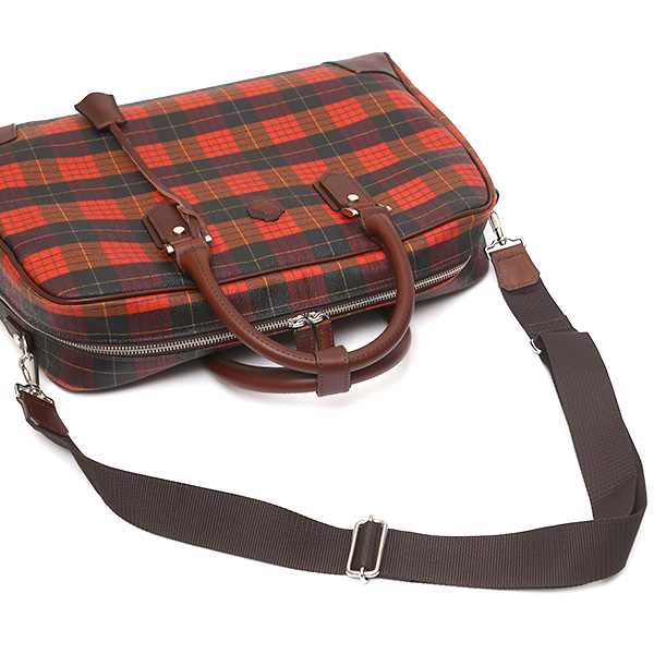  ブリーフケース メンズ ビジネスバッグ チェック柄 オレンジ 橙色 本革 レザー 日本製 カバン 通勤 鞄 フランコ スパダ(Franco Spada)