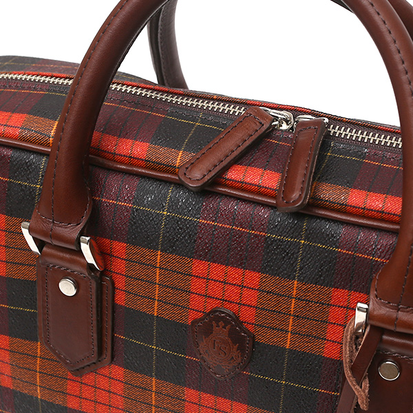 ブリーフケース メンズ ビジネスバッグ チェック柄 オレンジ 橙色 本革 レザー 日本製 カバン 通勤 鞄 フランコ スパダ(Franco Spada)