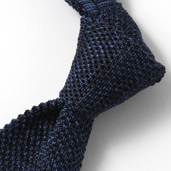  ニットタイ ニット ネクタイ 無地 ブルー ネイビー 青色 日本製 シルク100% 結婚式 プレゼント フォーマル Franco Spada(フランコ スパダ)