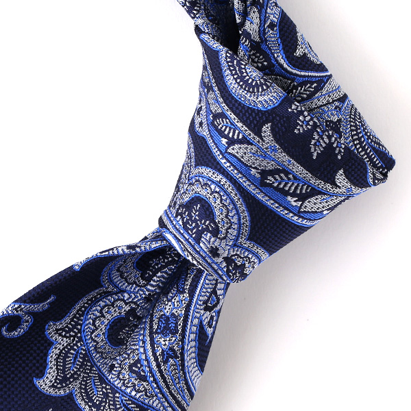  ネクタイ メンズ ペイズリー 総柄  ブルー ネイビー 青色 日本製 シルク100% 結婚式 プレゼント フォーマル Franco Spada(フランコ スパダ)