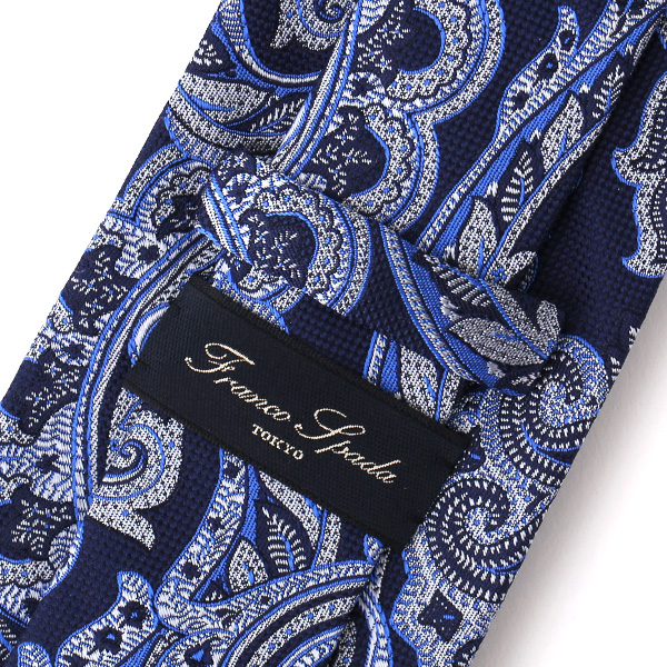  ネクタイ メンズ ペイズリー 総柄  ブルー ネイビー 青色 日本製 シルク100% 結婚式 プレゼント フォーマル Franco Spada(フランコ スパダ)