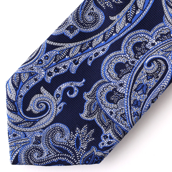  ネクタイ メンズ ペイズリー 総柄  ブルー ネイビー 青色 日本製 シルク100% 結婚式 プレゼント フォーマル Franco Spada(フランコ スパダ)