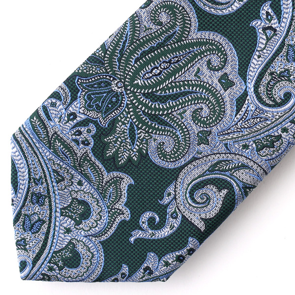  ネクタイ メンズ ペイズリー 総柄  グリーン 緑色 日本製 シルク100% 結婚式 プレゼント フォーマル Franco Spada(フランコ スパダ)