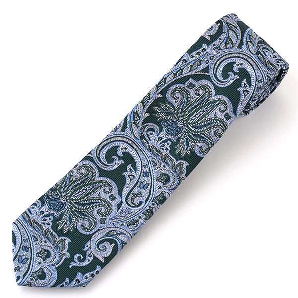  ネクタイ メンズ ペイズリー 総柄  グリーン 緑色 日本製 シルク100% 結婚式 プレゼント フォーマル Franco Spada(フランコ スパダ)