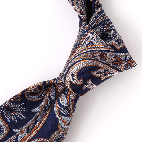  ネクタイ メンズ ペイズリー 総柄  オレンジ 橙色 日本製 シルク100% 結婚式 プレゼント フォーマル Franco Spada(フランコ スパダ)