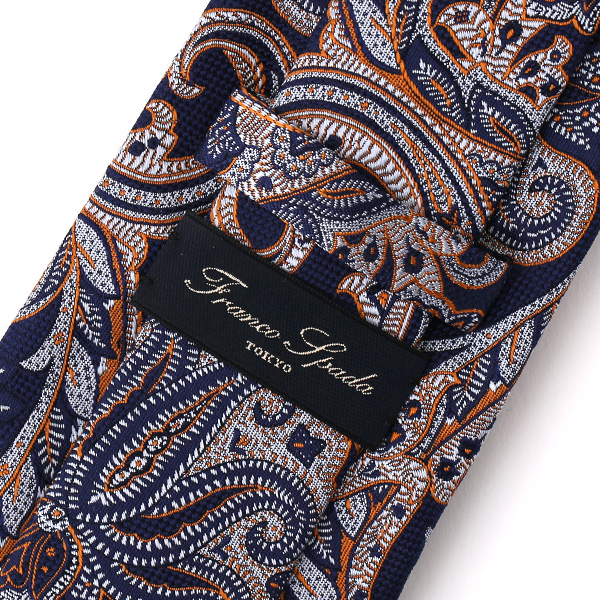 ネクタイ メンズ ペイズリー 総柄  オレンジ 橙色 日本製 シルク100% 結婚式 プレゼント フォーマル Franco Spada(フランコ スパダ)