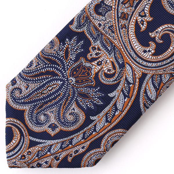  ネクタイ メンズ ペイズリー 総柄  オレンジ 橙色 日本製 シルク100% 結婚式 プレゼント フォーマル Franco Spada(フランコ スパダ)
