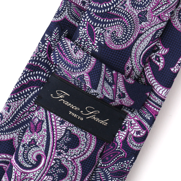  ネクタイ メンズ ペイズリー 総柄  パープル 紫色 日本製 シルク100% 結婚式 プレゼント フォーマル Franco Spada(フランコ スパダ)