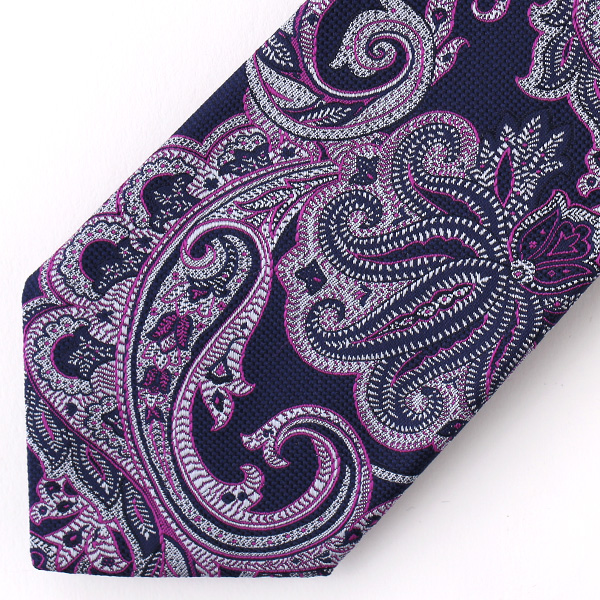  ネクタイ メンズ ペイズリー 総柄  パープル 紫色 日本製 シルク100% 結婚式 プレゼント フォーマル Franco Spada(フランコ スパダ)