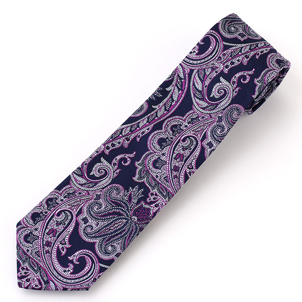  ネクタイ メンズ ペイズリー 総柄  パープル 紫色 日本製 シルク100% 結婚式 プレゼント フォーマル Franco Spada(フランコ スパダ)