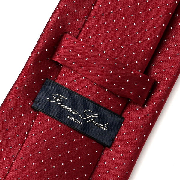  ネクタイ ドット シンプル 無地 柄 ビジネス シルク100％ 結婚式 披露宴 仕事 男性 メンズ プレゼント レッド ワイン 赤色 日本製 国産 30代 40代 50代 紳士 京都 上品 高級 絹 西陣織 フランコ スパダ(Franco Spada)