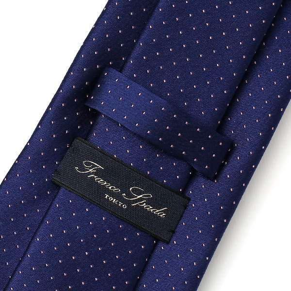  ネクタイ ドット シンプル 無地 柄 ビジネス シルク100％ 結婚式 披露宴 仕事 男性 メンズ プレゼント ブルー ネイビー 青色 日本製 国産 30代 40代 50代 紳士 京都 上品 高級 絹 西陣織 フランコ スパダ(Franco Spada)