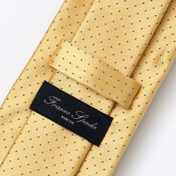 ネクタイ ドット シンプル 無地 柄 ビジネス シルク100% 結婚式 披露宴 仕事 男性 メンズ プレゼント イエロー 黄色 日本製 国産 30代 40代 50代 紳士 京都 上品 高級 絹 西陣織 フランコ スパダ(Franco Spada)