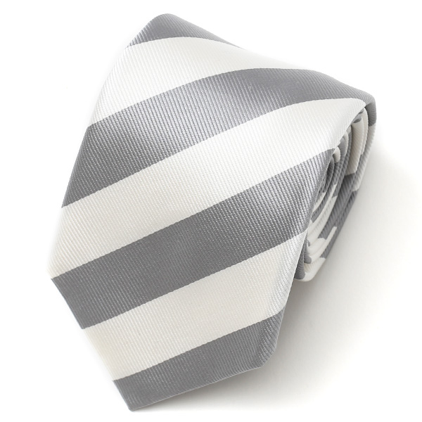 フランコ スパダ(Franco Spada) ネクタイ ストライプ グレー/ホワイトストライプ