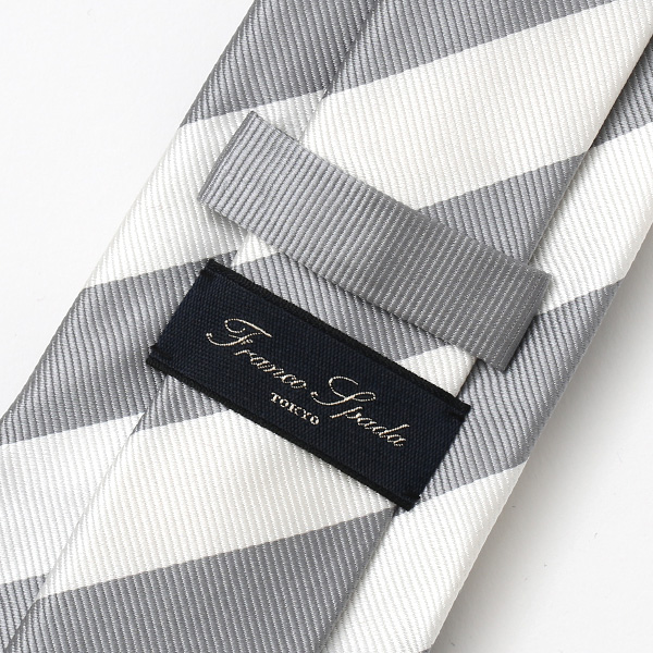 ネクタイ ストライプ シルク おしゃれ 日本製 ブランド レジメンタル シンプル メンズ ストライプ グレー グレイ 灰色 披露宴 結婚式 男性用 誕生日 クリスマス プレゼント 国産 高級 西陣織 フランコ スパダ(Franco Spada)