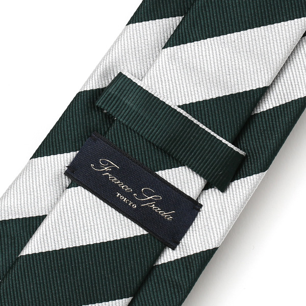 ネクタイ ストライプ シルク おしゃれ 日本製 ブランド レジメンタル シンプル メンズ ストライプ グリーン 緑色 披露宴 結婚式 男性用 誕生日 クリスマス プレゼント 国産 高級 西陣織 フランコ スパダ(Franco Spada)