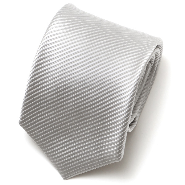 フランコ スパダ(Franco Spada) ネクタイ 無地 ストライプ織 シルバー