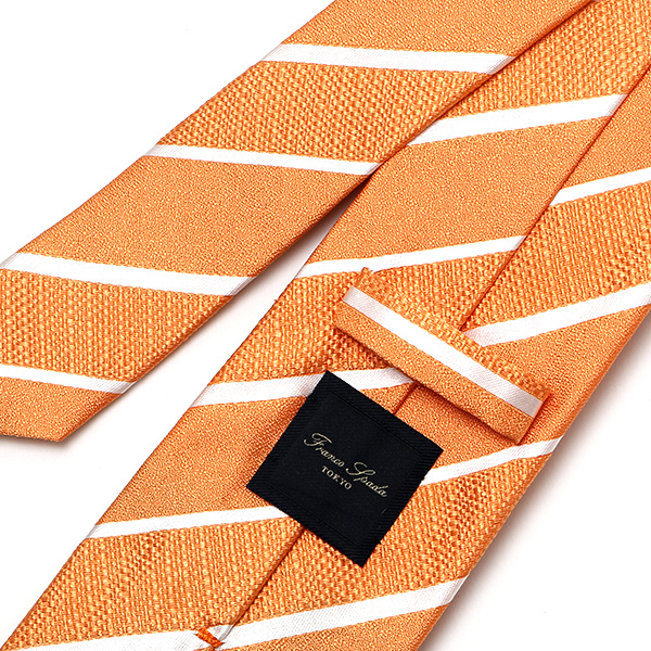 ネクタイ ストライプ レジメンタル シンプル シルク 100% 結婚式 披露宴 パーティー 高級 上品 オレンジ 橙色 ブランド 男性 誕生日 プレゼント 父の日 クリスマス おしゃれ ネクタイ フランコ スパダ(Franco Spada)