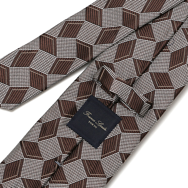  ネクタイ おしゃれ 柄 ビジネス 高級 フォーマル シルク100％ 総柄 レギュラータイ 8cm幅 メンズ ブラウン 茶 茶色 披露宴 結婚式 男性 誕生日 クリスマス プレゼント 国産 高級 西陣織 フランコ スパダ(Franco Spada)