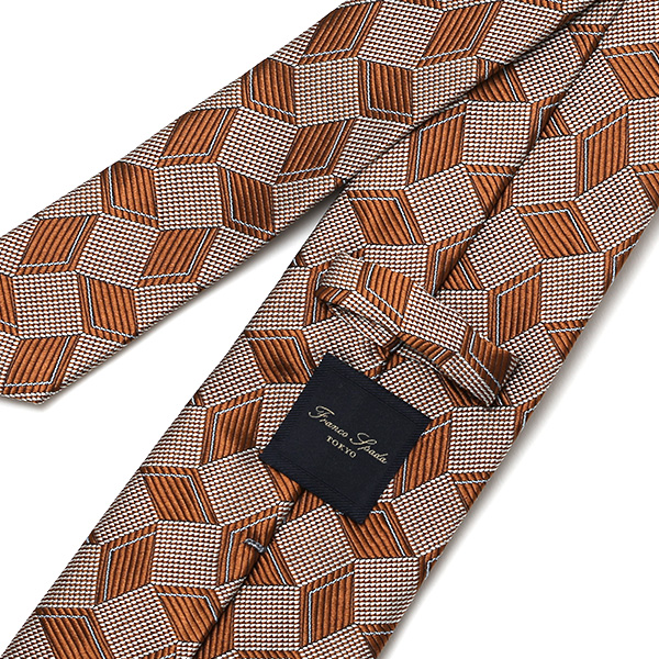 ネクタイ おしゃれ 柄 ビジネス 高級 フォーマル シルク100％ 総柄 レギュラータイ 8cm幅 メンズ ブラウン 茶 茶色 披露宴 結婚式 男性 誕生日 クリスマス プレゼント 国産 高級 西陣織 フランコ スパダ(Franco Spada)