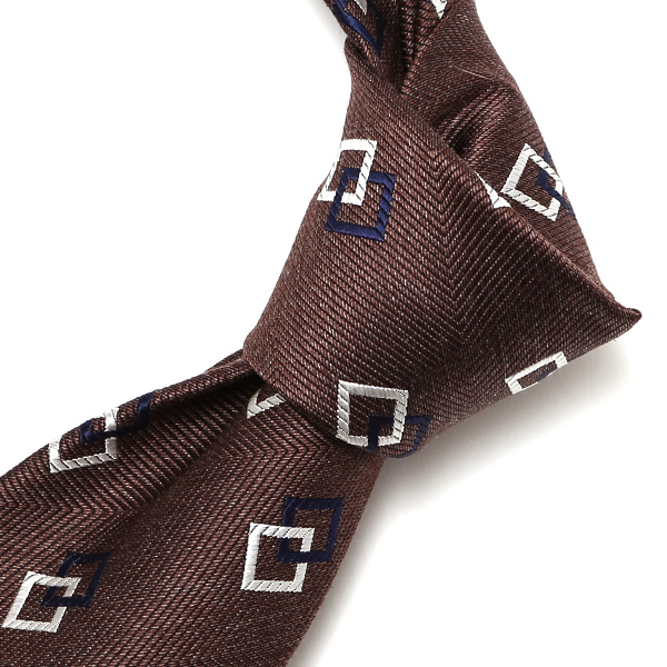  ネクタイ 総柄 おしゃれ ビジネス フォーマル ダンディ スクエアモチーフ シルクタイ 日本製 ブランド ブラウン 茶 茶色 男性 彼氏 旦那 夫 プレゼント 誕生日 父の日 社会人 高級 絹 フランコ スパダ(Franco Spada)