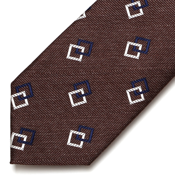  ネクタイ 総柄 おしゃれ ビジネス フォーマル ダンディ スクエアモチーフ シルクタイ 日本製 ブランド ブラウン 茶 茶色 男性 彼氏 旦那 夫 プレゼント 誕生日 父の日 社会人 高級 絹 フランコ スパダ(Franco Spada)