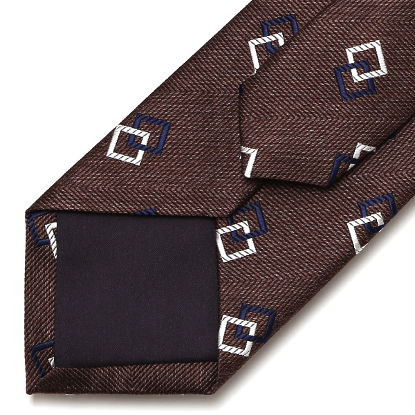  ネクタイ 総柄 おしゃれ ビジネス フォーマル ダンディ スクエアモチーフ シルクタイ 日本製 ブランド ブラウン 茶 茶色 男性 彼氏 旦那 夫 プレゼント 誕生日 父の日 社会人 高級 絹 フランコ スパダ(Franco Spada)