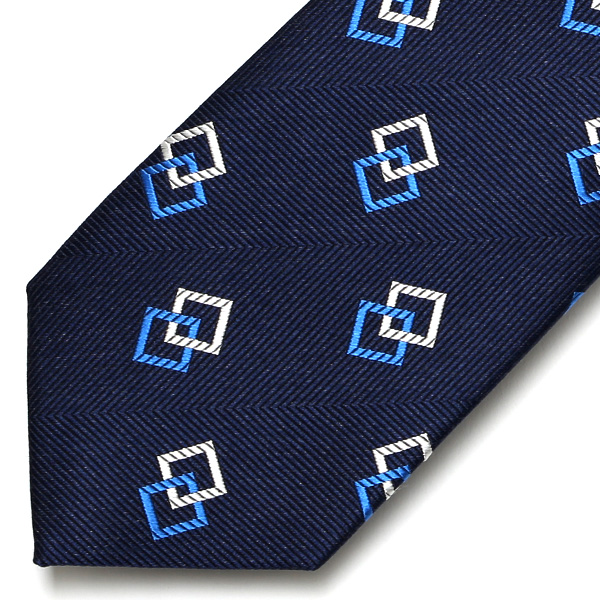  ネクタイ 総柄 おしゃれ ビジネス フォーマル ダンディ スクエアモチーフ シルクタイ 日本製 ブランド ブルー ネイビー 青色 男性 彼氏 旦那 夫 プレゼント 誕生日 父の日 社会人 高級 絹 フランコ スパダ(Franco Spada)