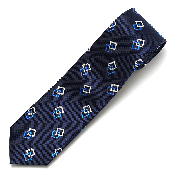  ネクタイ 総柄 おしゃれ ビジネス フォーマル ダンディ スクエアモチーフ シルクタイ 日本製 ブランド ブルー ネイビー 青色 男性 彼氏 旦那 夫 プレゼント 誕生日 父の日 社会人 高級 絹 フランコ スパダ(Franco Spada)