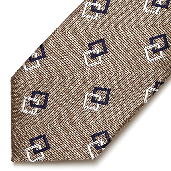  ネクタイ 総柄 おしゃれ ビジネス フォーマル ダンディ スクエアモチーフ シルクタイ 日本製 ブランド ベージュ 肌色 男性 彼氏 旦那 夫 プレゼント 誕生日 父の日 社会人 高級 絹 フランコ スパダ(Franco Spada)