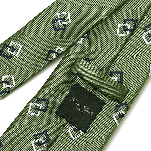  ネクタイ 総柄 おしゃれ ビジネス フォーマル ダンディ スクエアモチーフ シルクタイ 日本製 ブランド グリーン 緑色 男性 彼氏 旦那 夫 プレゼント 誕生日 父の日 社会人 高級 絹 フランコ スパダ(Franco Spada)