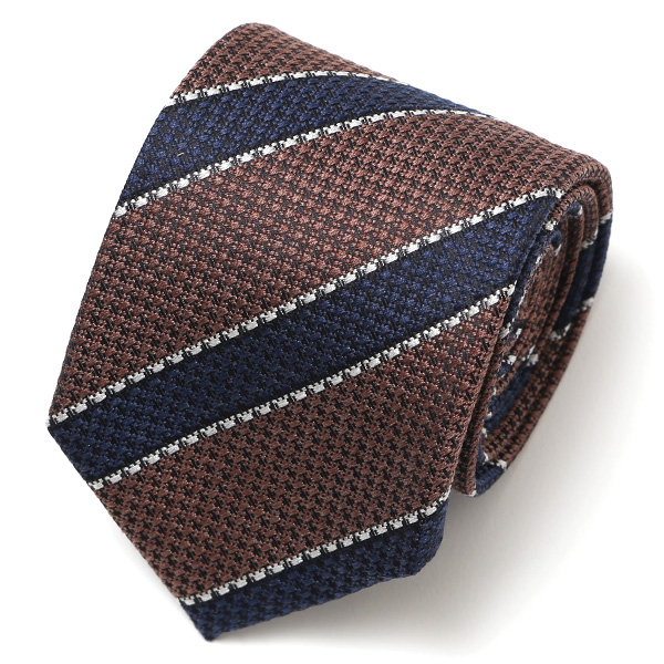 フランコ スパダ(Franco Spada) ネクタイ ストライプ柄 ブラウン/ネイビー