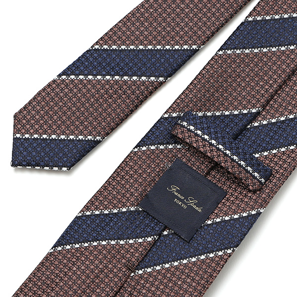 ネクタイ ストライプ メンズ おしゃれ シルクタイ スーツ 日本製 レジメンタル 紳士 男性 プレゼント ギフト ブラウン 茶 茶色 20代 30代 40代 50代 ビジネス 西陣織 国産 高級 ブランド フランコ スパダ(Franco Spada)