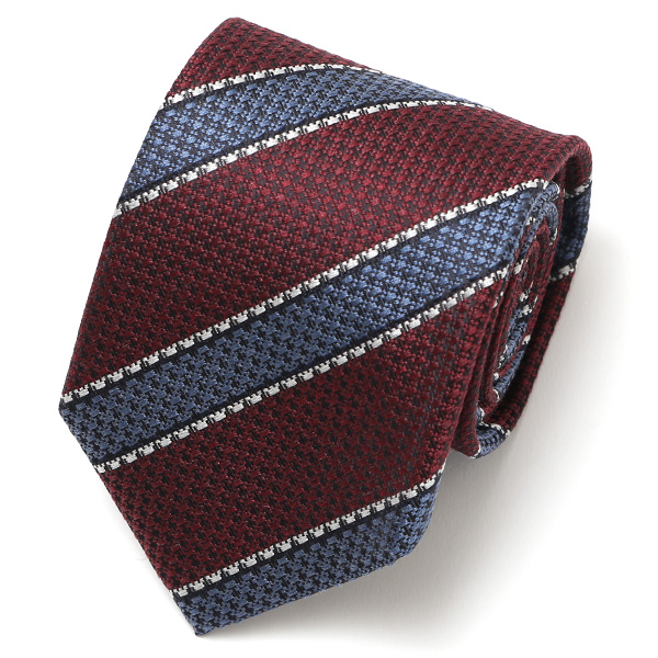 フランコ スパダ(Franco Spada) ネクタイ ストライプ柄 ワイン/ブルー
