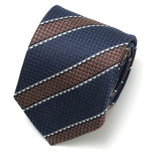 フランコ スパダ(Franco Spada) ネクタイ ストライプ柄 ネイビー/ブラウン