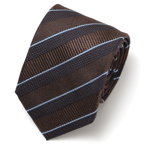 フランコ スパダ(Franco Spada) ネクタイ ストライプ柄 ブラウン