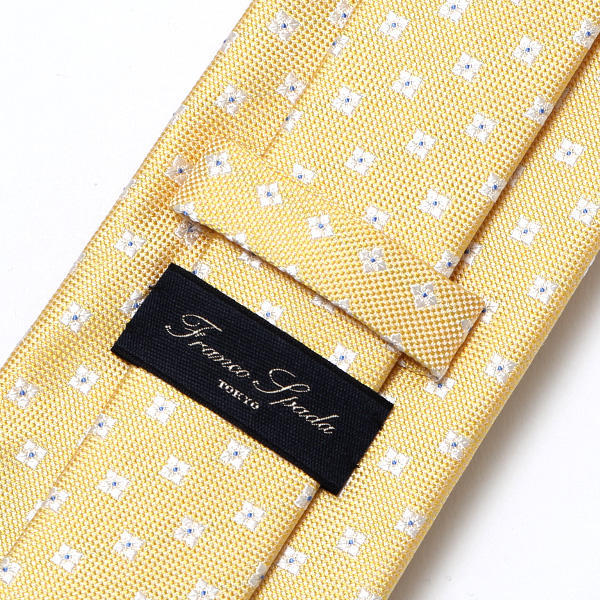  ネクタイ 小花柄 シンプル ビジネス レギュラー幅 日本製 おしゃれ ネクタイ ブランド メンズ シルク イエロー 黄色 男性 彼氏 旦那 夫 プレゼント 誕生日 父の日 社会人 高級 絹 フランコ スパダ(Franco Spada)